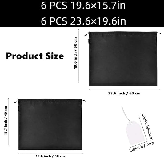 12 Pcs Dust Bags for Purses and Handbags Satin Purse Storage Organizer With Drawstring Closure Handbag Protector (Black)