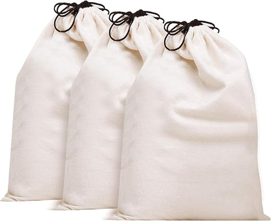 Cotton Breathable Dust-Proof Drawstring Storage Pouch Bag (Pack 3 L)