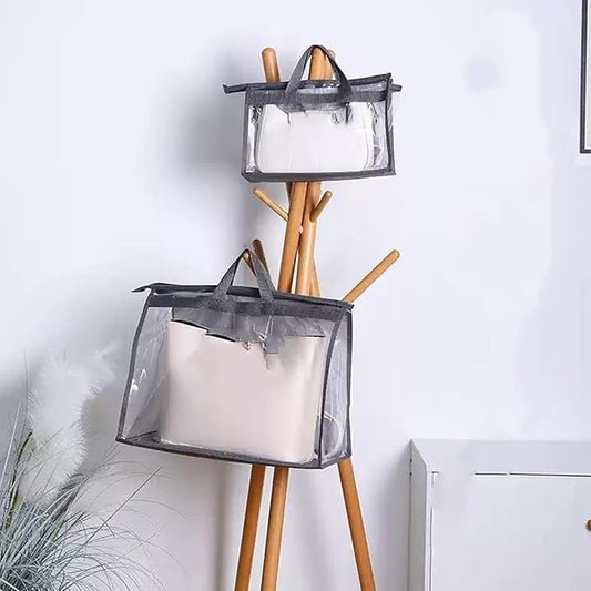 12 Packs Dust Bags for Handbag, Clear Purse Storage Organizer Bag for Closet with Zipper and Handle, 4 Size Hanging Dust Cover Bag for Purse Crafts Protector