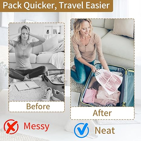 20 Pack Shoe Bags for Travel, 15.7" x 11.8" Clear Travel Shoe Bags for Packing, Large Waterproof Portable Drawstring Travel Shoe Storage Bag Travel Essentials Women for and Men
