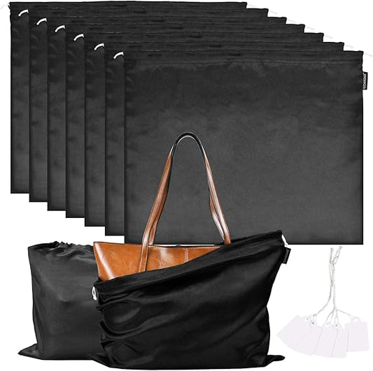 7 Pack Dust Bags for Handbags Storage Silk Cloth Bag With Drawstring Large Storage Pouch for Handbag Purse Shoes Boots