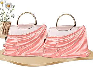 2 Pack Satin Dust Bags for Handbag, Silky Dust Cover with Drawstring, Peach Purse Bags for Storage, Travel Pouch Clothes Shoes
