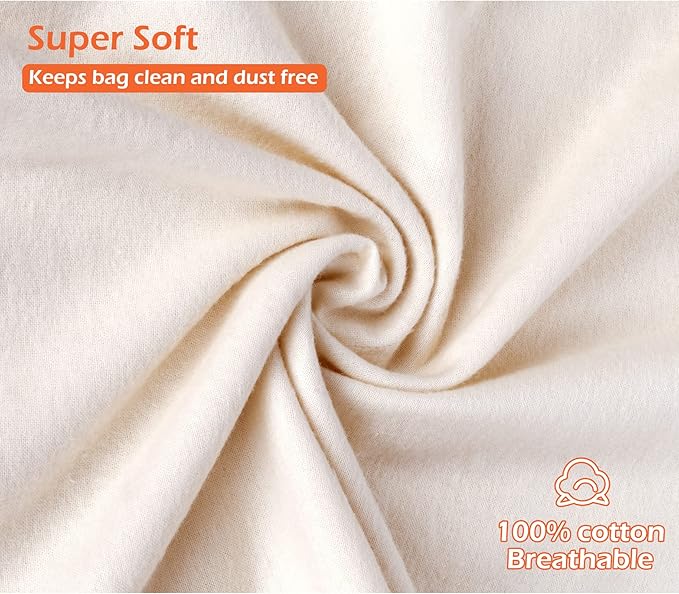 Cotton Breathable Dust-Proof Drawstring Storage Pouch Bag (Pack 3 L)