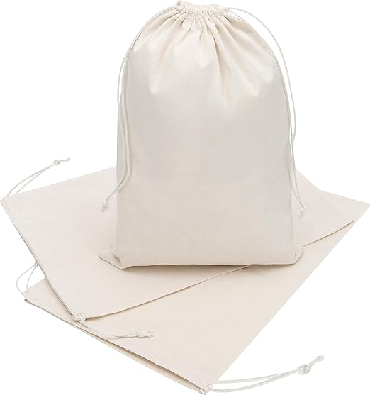 100 Percent Cotton 10x15 Muslin Drawstring Bags for Clothes Storage Pantry (10 x 15 inch - 12 pack, Beige)