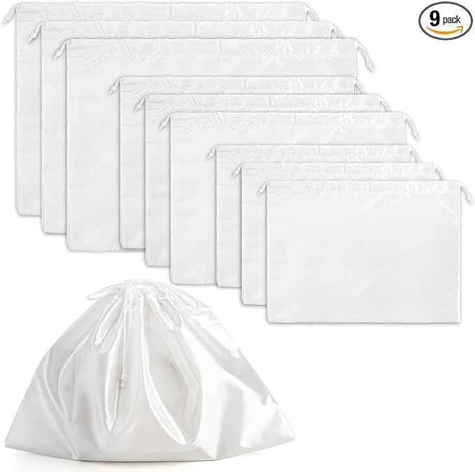 9 Pack Dust Cover Storage Bags, Purse Dust Bags with Drawstring, Large Silk Cloth Travel Storage Pouch for Handbags Shoulder Bags Purses Shoes Luggage