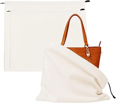 Dust Bags for Handbags Cotton Storage with Drawstring Closure, Dust Cover Storage Pouch for Packaging Handbags Purses Pocketbooks Shoes Boots Set of 2