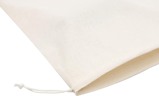100 Percent Cotton Muslin Drawstring Bags For Shoes Storage Pantry Gifts (12 x 16 inch - 6 pack, Beige)