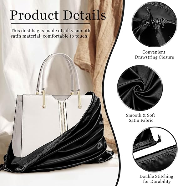 2 Pcs Satin Dust Bags for Handbags
