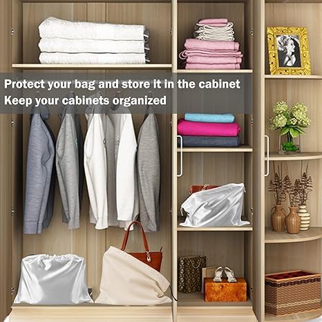 Dust Bags for Handbags Cotton Storage with Drawstring Closure, Dust Cover Storage Pouch for Packaging Handbags Purses Pocketbooks Shoes Boots Set of 2