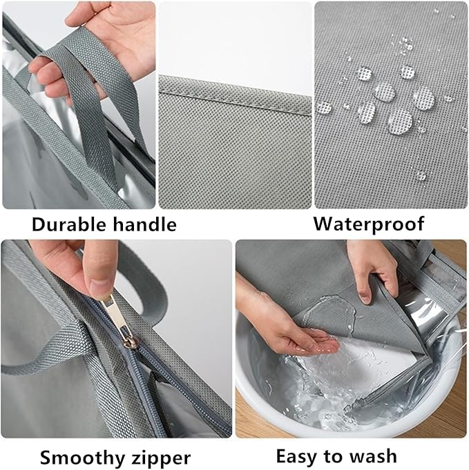 12 Packs Dust Bags for Handbag, Clear Purse Storage Organizer Bag for Closet with Zipper and Handle, 4 Size Hanging Dust Cover Bag for Purse Crafts Protector