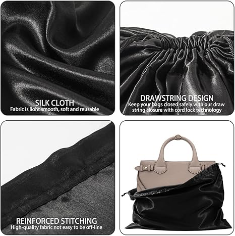 2 Pack Dust Bags for Handbags Silk Dust Cover Bag for Handbags Purses Shoes, Dustproof Drawstring Bag Travel Storage Pouch